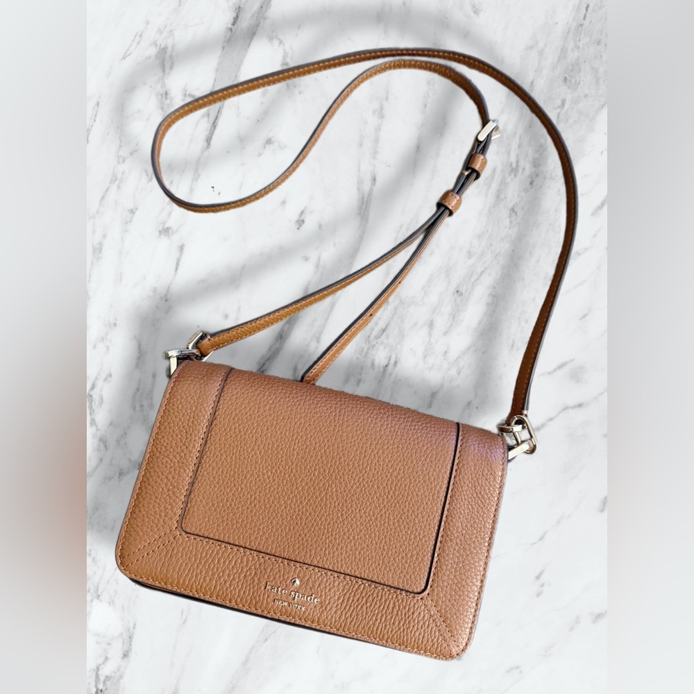 kate spade tan pebbled leather crossbody bag